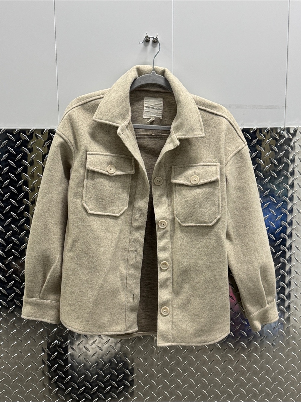 Anthropologie Avec Les Filles Felted Taupe Shirt‎ Jacket Shacket Sz XS